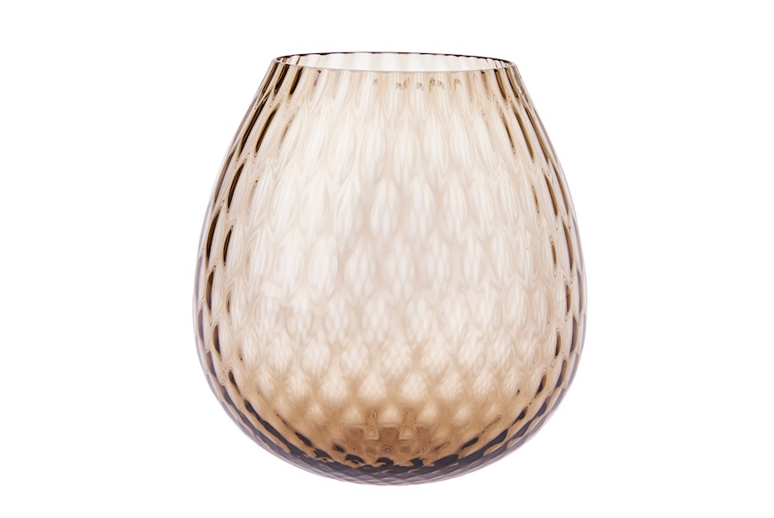 Candle holder vase Macramè XXL Murano glass Brown Nasonmoretti