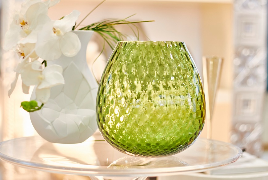 Candle holder vase Macramè XL Murano glass Soraya Green Nasonmoretti
