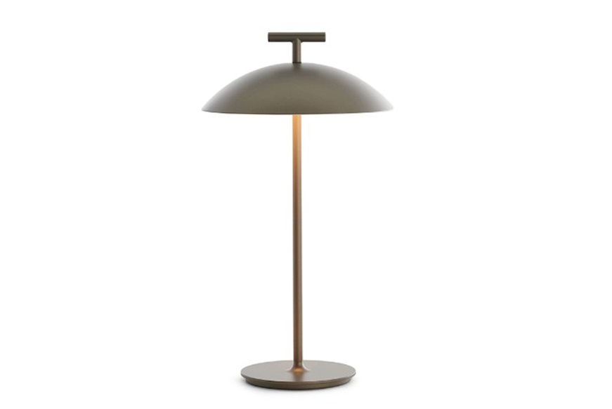 Lampada da tavolo Mini Geen-A acciaio colore bronzo con batteria dimmerabile Kartell