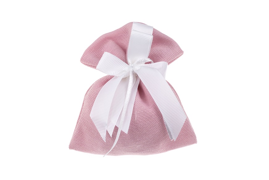 Sacchetto Portaconfetti rosa con fiocco bianco Selezione Zanolli