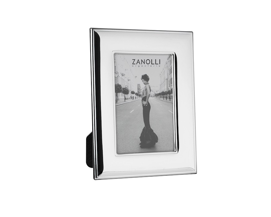 Cornice argento pvd a fascia lucida con retro in legno Selezione Zanolli